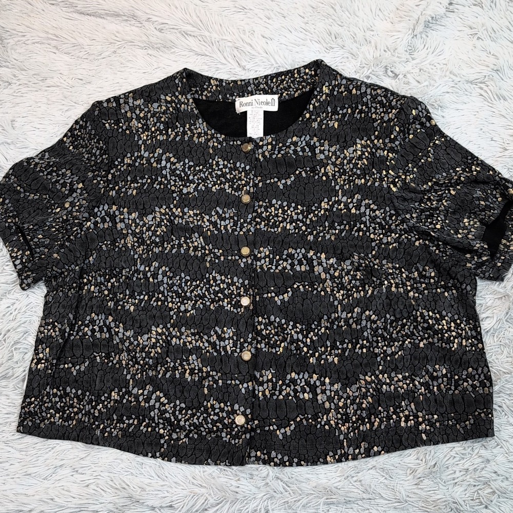 Vintage Ronni Nicole‎ II Shirt Womens 20W Animal Print Casual Button Up Preppy